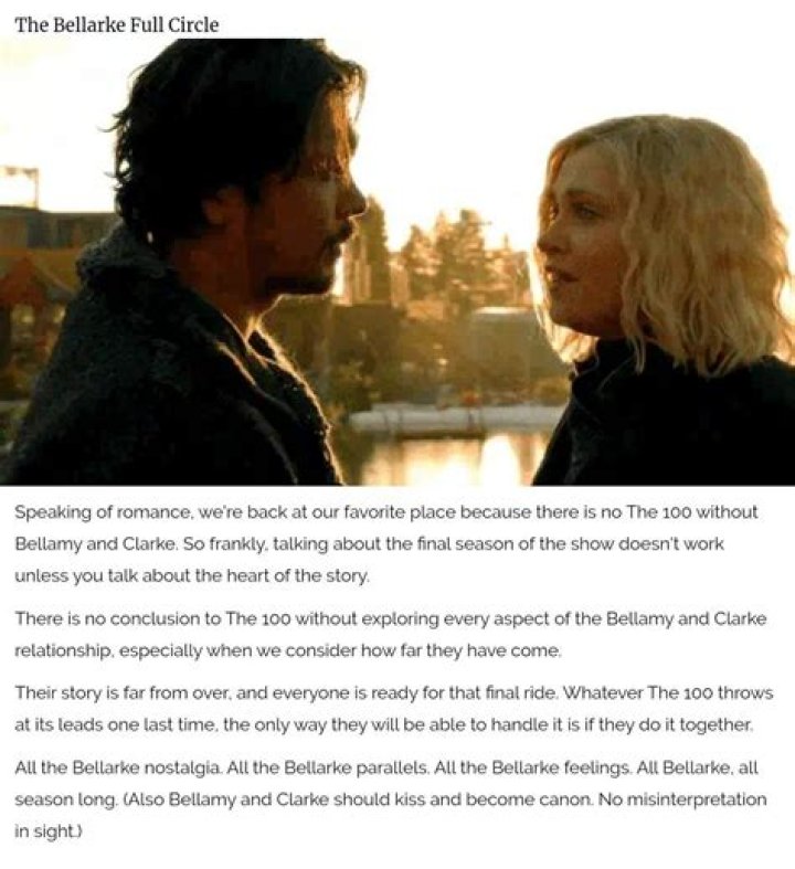 When did Bellamy fall in love with Clarke?